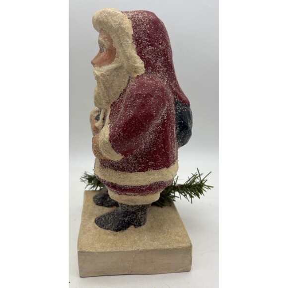 Jolly Waving Santa with Bag Large Paper Mache | Bethany Lowe  Vintage papier-mâché 11”  Santa Claus With Sack Christmas Nostalgia Sugar  Shelf